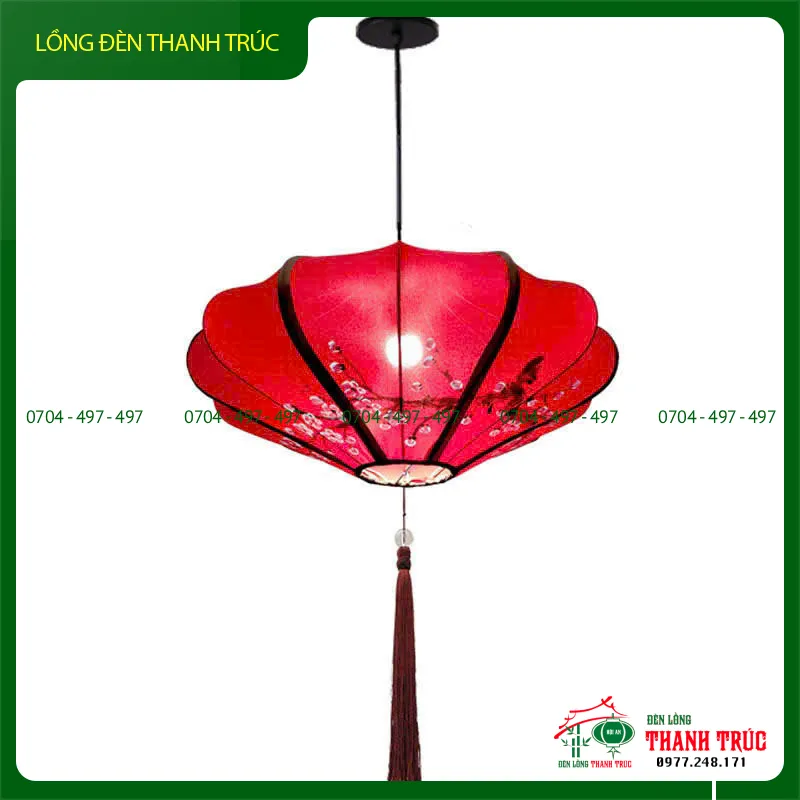 Alternative view of Đèn lồng vải thả trần kiểu đĩa bay khung sắt