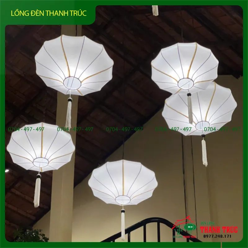 Đèn lồng vải thả trần kiểu đĩa bay khung sắt - Ảnh 4