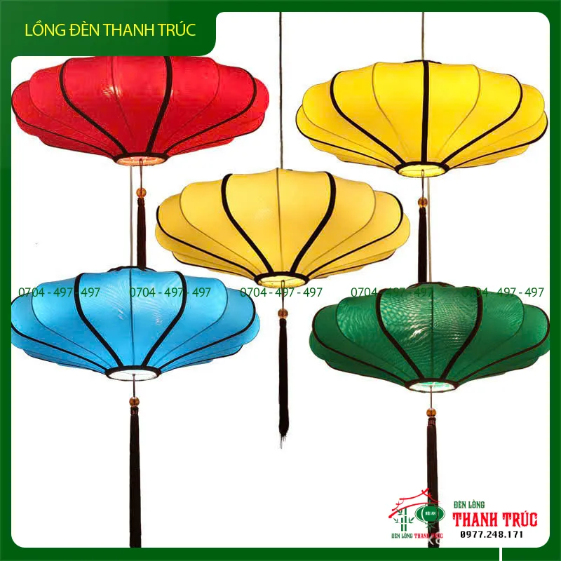 Đèn lồng vải thả trần kiểu đĩa bay khung sắt