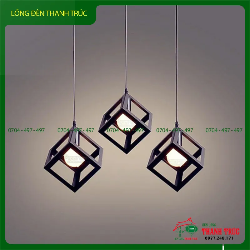 Lồng đèn sắt hình vuông nghệ thuật trang trí quán cafe