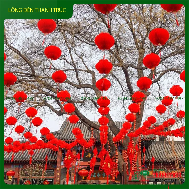 Lồng Đèn Đỏ Nylon Trang Trí Tết Nguyên Đán Giấy Nhựa Tròn 20cm