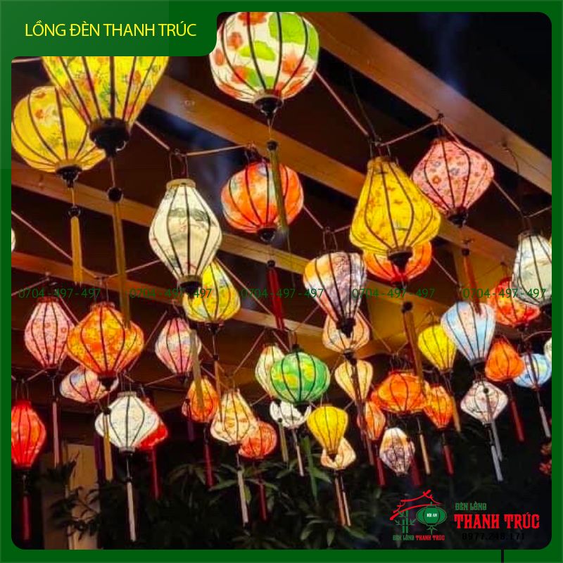 Lồng đèn Hội An hoa văn trang trí quán