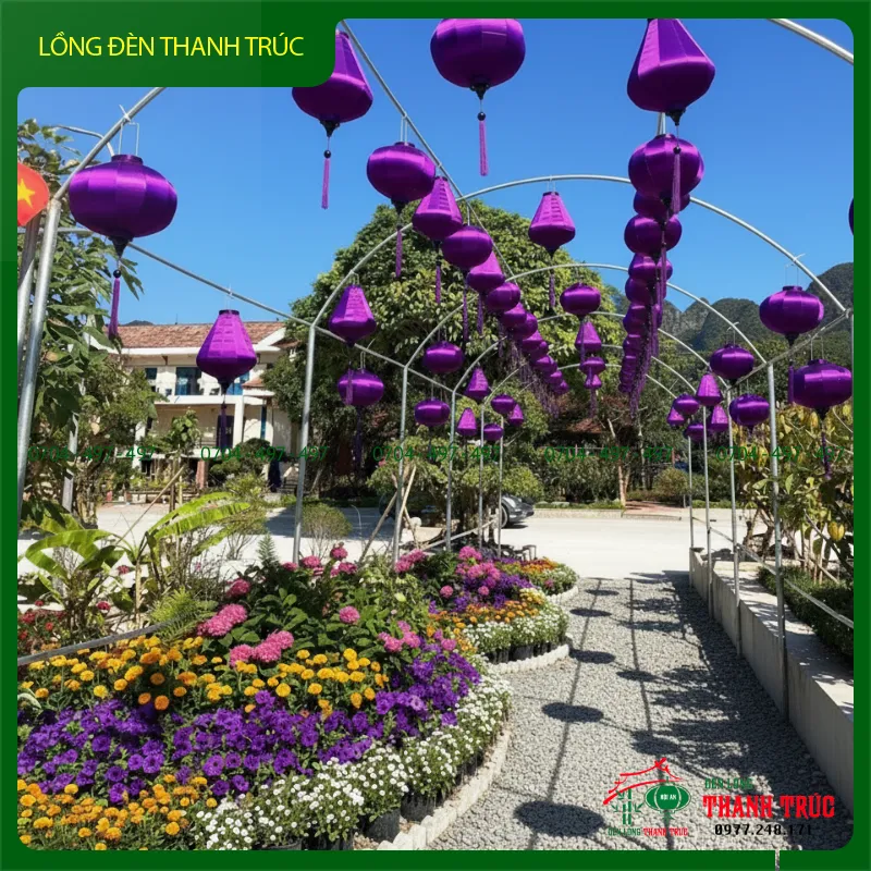Lồng đèn phi trơn trang trí sân vườn ngoài trời