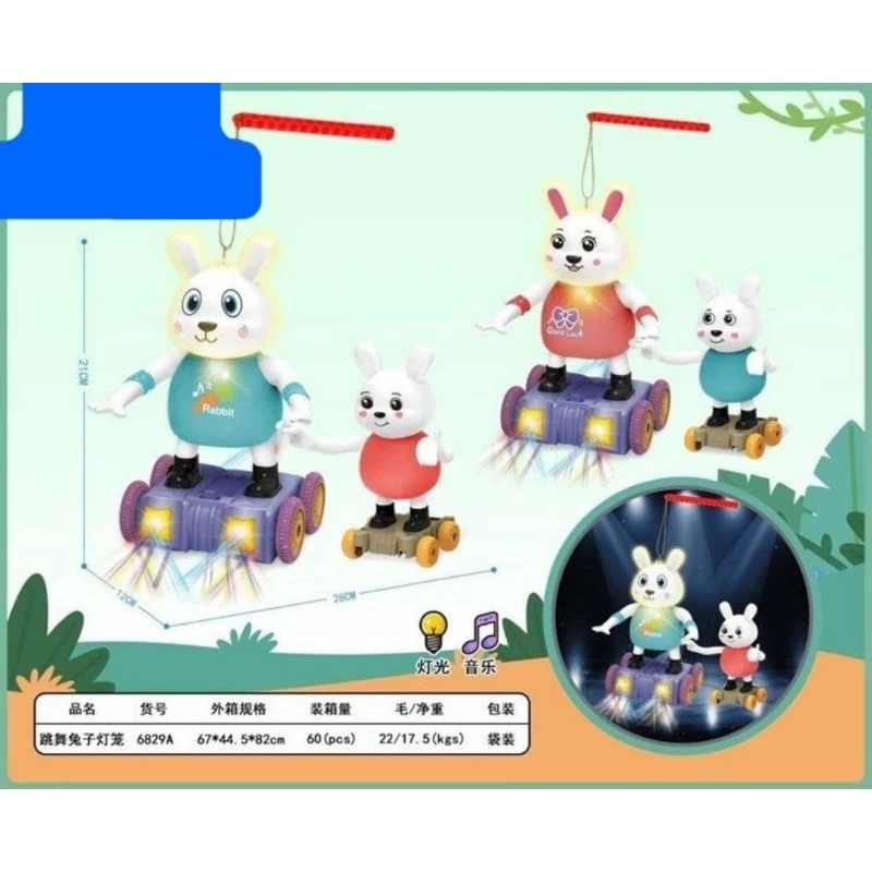 Mẫu đèn lồng giấy kiếng con thỏ truyền thống màu đỏ rực rỡ thắp sáng bằng nến
